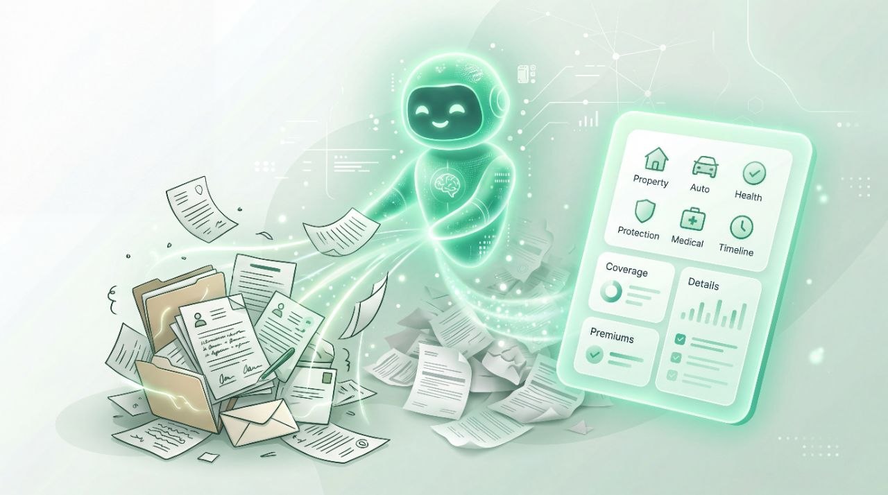 AI assistant transforming messy insurance documents into clear summaries